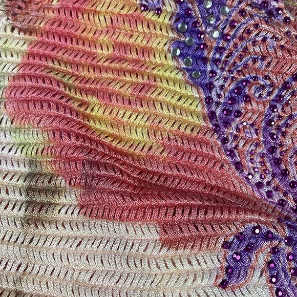 Ing Ladies Floral Beaded Top, Size Small, Orange Floral Multicolor - Picture 9 of 9